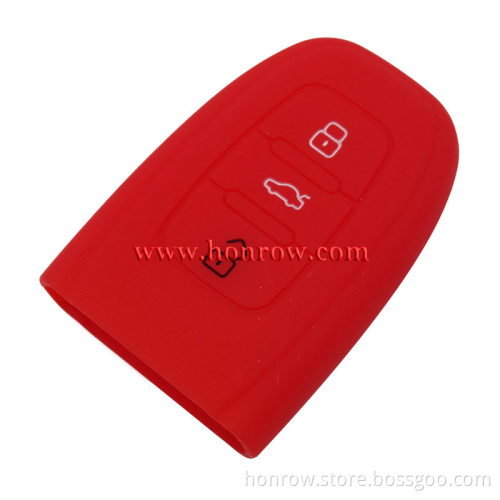 New arrival 3 button Silicone case for Audi key (black,blue,green ,red,yellow color) silicone key cover